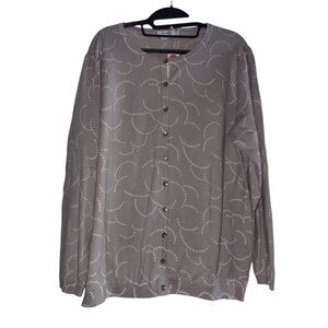 BODEN Light Gray Dotted Wave Button-Front Cardigan Size 22 (Hand Printed)